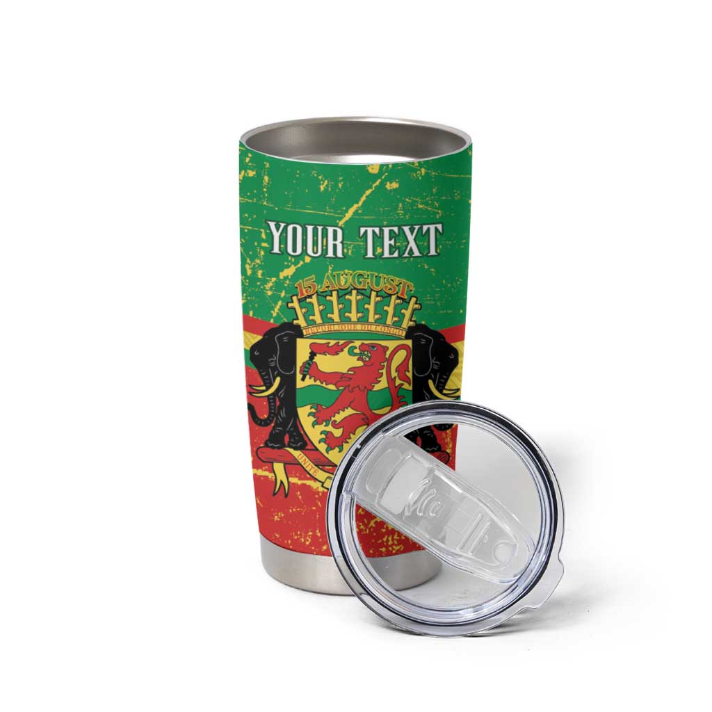 Personalized Congo-Brazzaville Independence Day Tumbler Cup Coat Of Arms Grunge Style - Wonder Print Shop