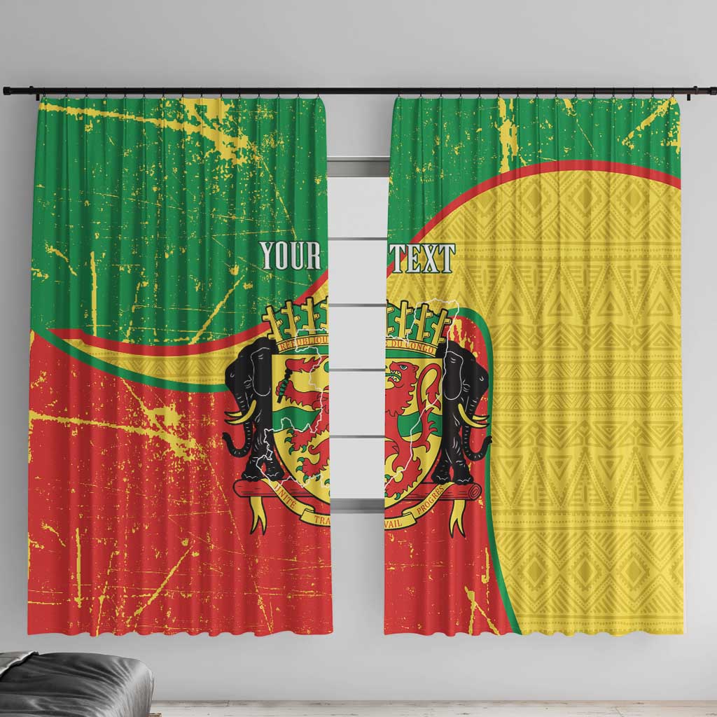 Personalized Congo-Brazzaville Independence Day Window Curtain Coat Of Arms Grunge Style - Wonder Print Shop