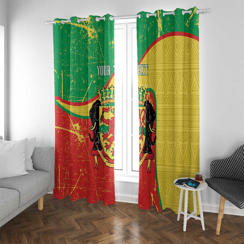 Personalized Congo-Brazzaville Independence Day Window Curtain Coat Of Arms Grunge Style - Wonder Print Shop