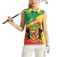 Personalized Congo-Brazzaville Independence Day Women Sleeveless Polo Shirt Coat Of Arms Grunge Style - Wonder Print Shop