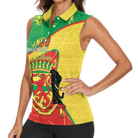 Personalized Congo-Brazzaville Independence Day Women Sleeveless Polo Shirt Coat Of Arms Grunge Style - Wonder Print Shop