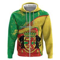 Personalized Congo-Brazzaville Independence Day Zip Hoodie Coat Of Arms Grunge Style - Wonder Print Shop