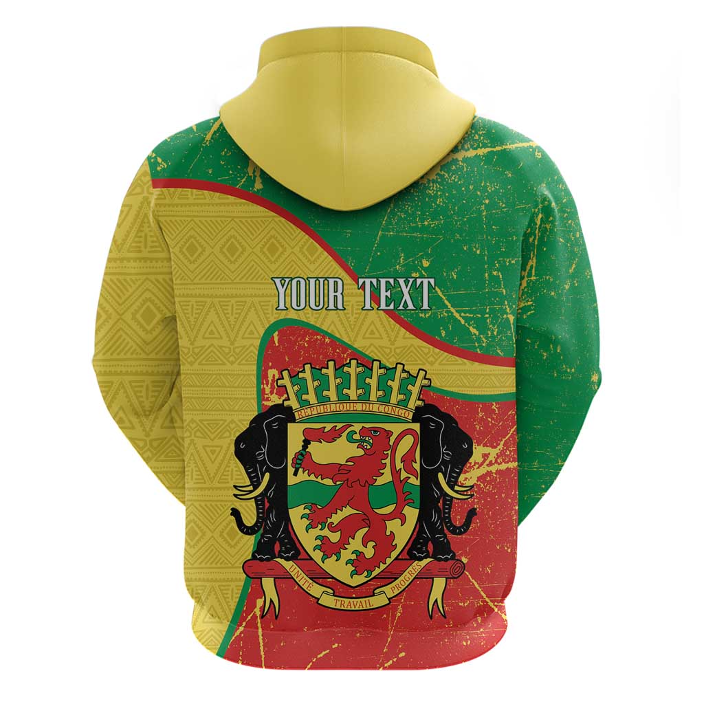 Personalized Congo-Brazzaville Independence Day Zip Hoodie Coat Of Arms Grunge Style - Wonder Print Shop