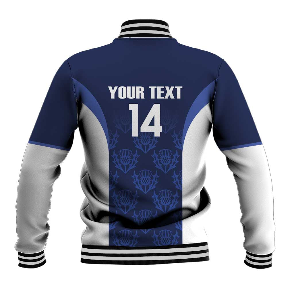 Custom Scotland Cricket Baseball Jacket Go Scots Thistle Pattern - Wonder Print Shop
