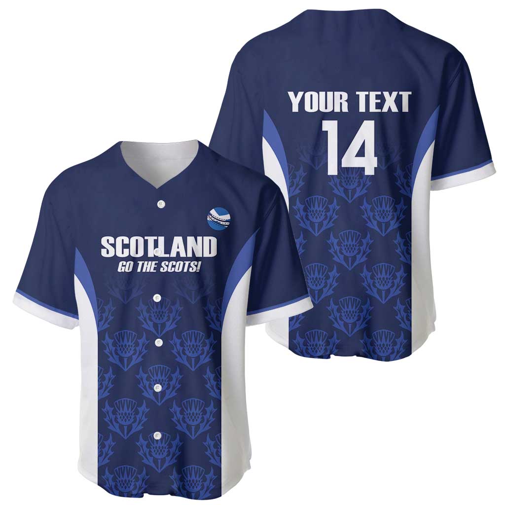 Custom Scotland Cricket Baseball Jersey Go Scots Thistle Pattern - Wonder Print Shop