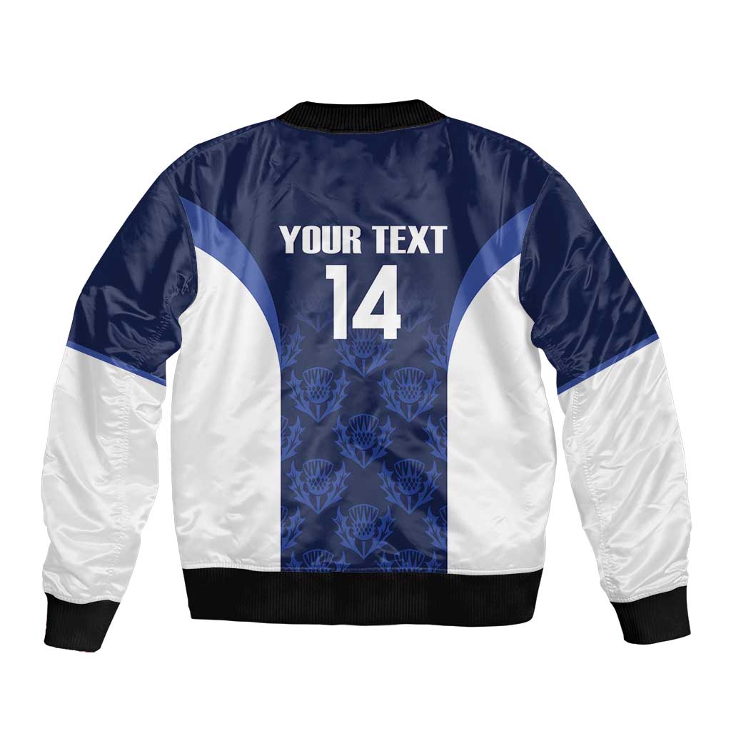 Custom Scotland Cricket Bomber Jacket Go Scots Thistle Pattern - Wonder Print Shop