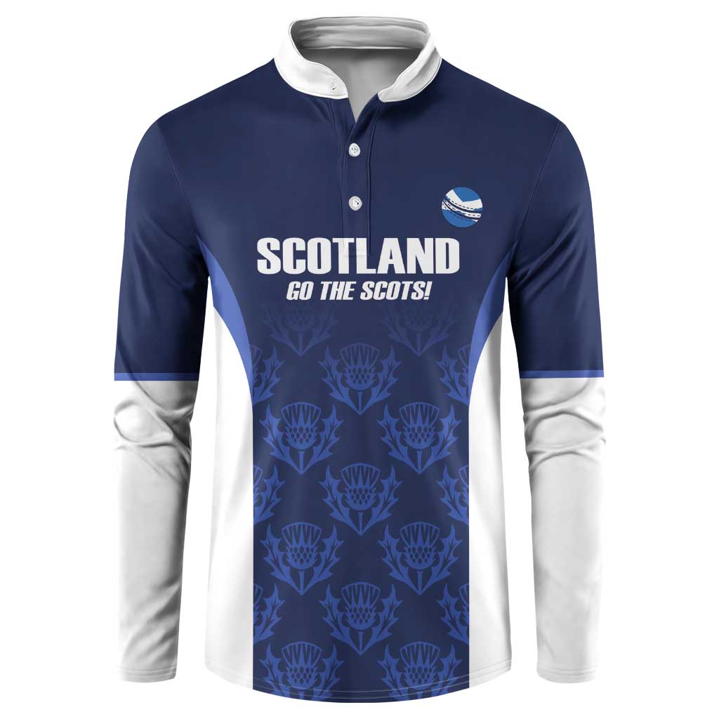Custom Scotland Cricket Button Sweatshirt Go Scots Thistle Pattern - Wonder Print Shop