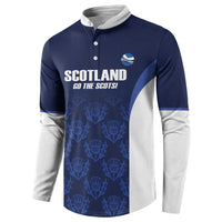 Custom Scotland Cricket Button Sweatshirt Go Scots Thistle Pattern - Wonder Print Shop