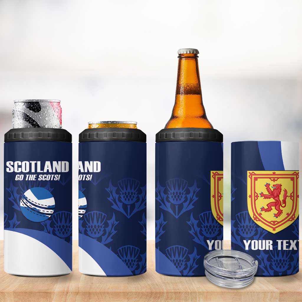 Custom Scotland Cricket 4 in 1 Can Cooler Tumbler Go Scots Thistle Pattern - Wonder Print Shop