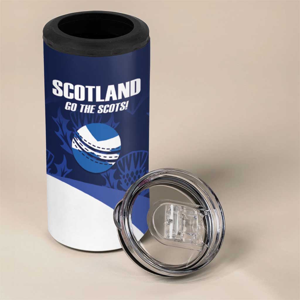 Custom Scotland Cricket 4 in 1 Can Cooler Tumbler Go Scots Thistle Pattern - Wonder Print Shop