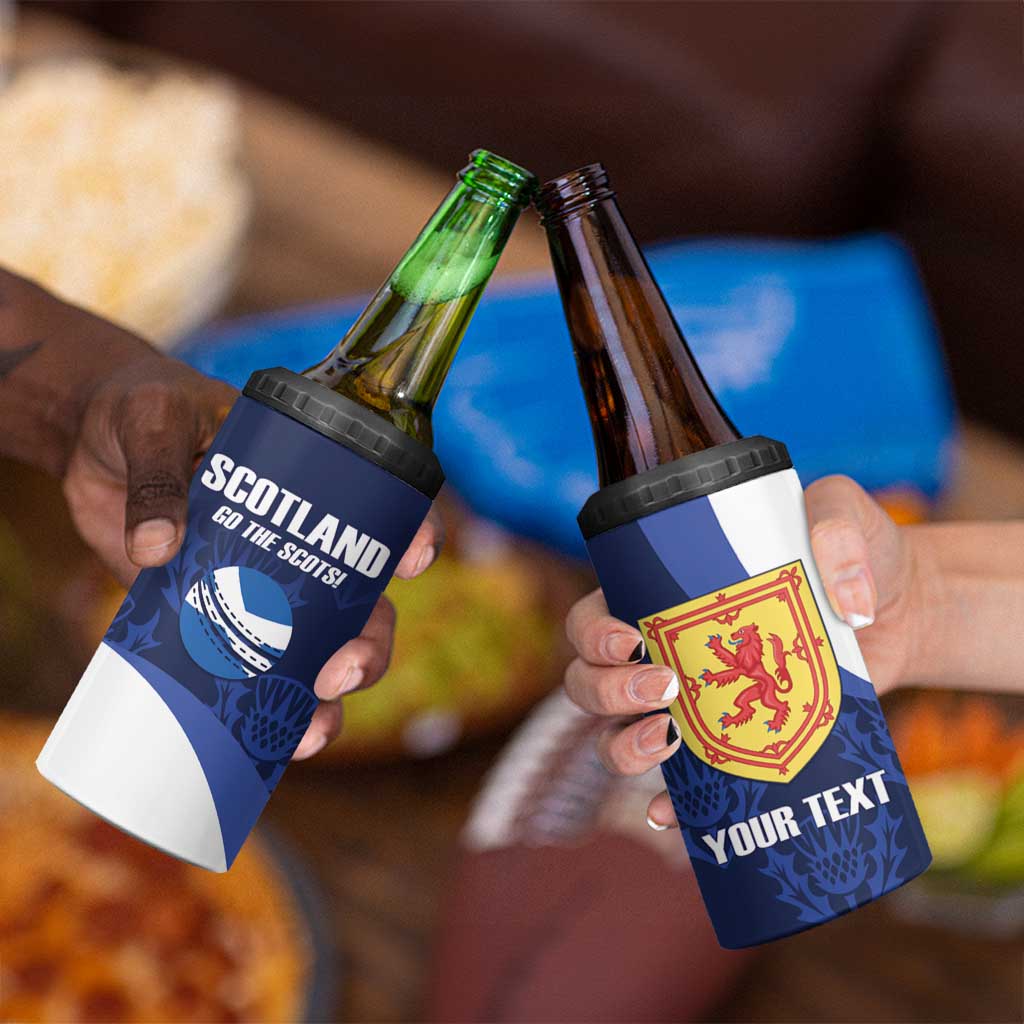 Custom Scotland Cricket 4 in 1 Can Cooler Tumbler Go Scots Thistle Pattern - Wonder Print Shop