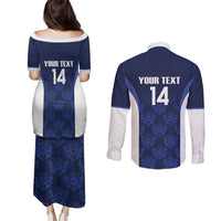 Custom Scotland Cricket Couples Matching Puletasi and Long Sleeve Button Shirt Go Scots Thistle Pattern - Wonder Print Shop