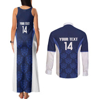 Custom Scotland Cricket Couples Matching Tank Maxi Dress and Long Sleeve Button Shirt Go Scots Thistle Pattern - Wonder Print Shop