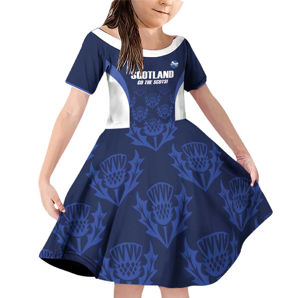 Custom Scotland Cricket Family Matching Off Shoulder Short Dress and Hawaiian Shirt Go Scots Thistle Pattern - Wonder Print Shop