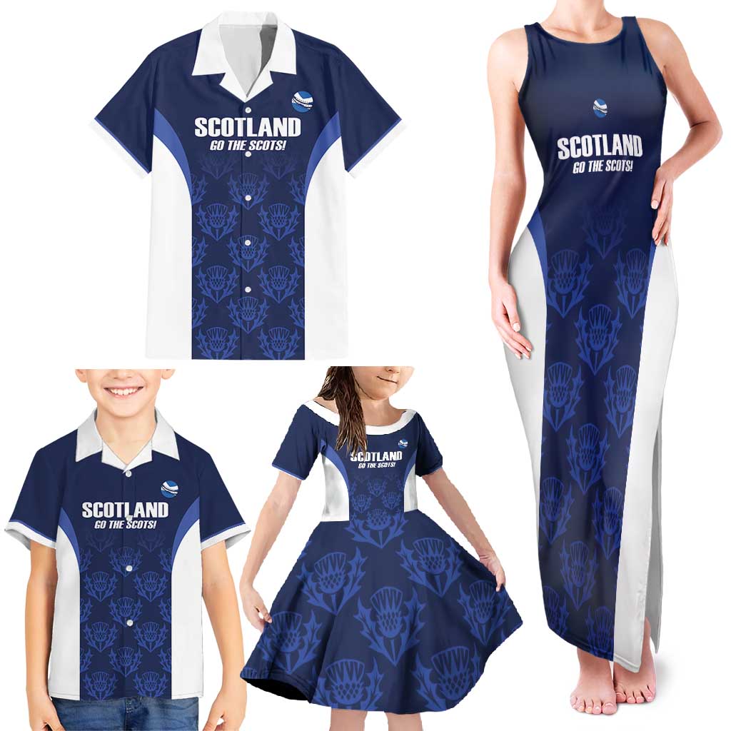 Custom Scotland Cricket Family Matching Tank Maxi Dress and Hawaiian Shirt Go Scots Thistle Pattern - Wonder Print Shop