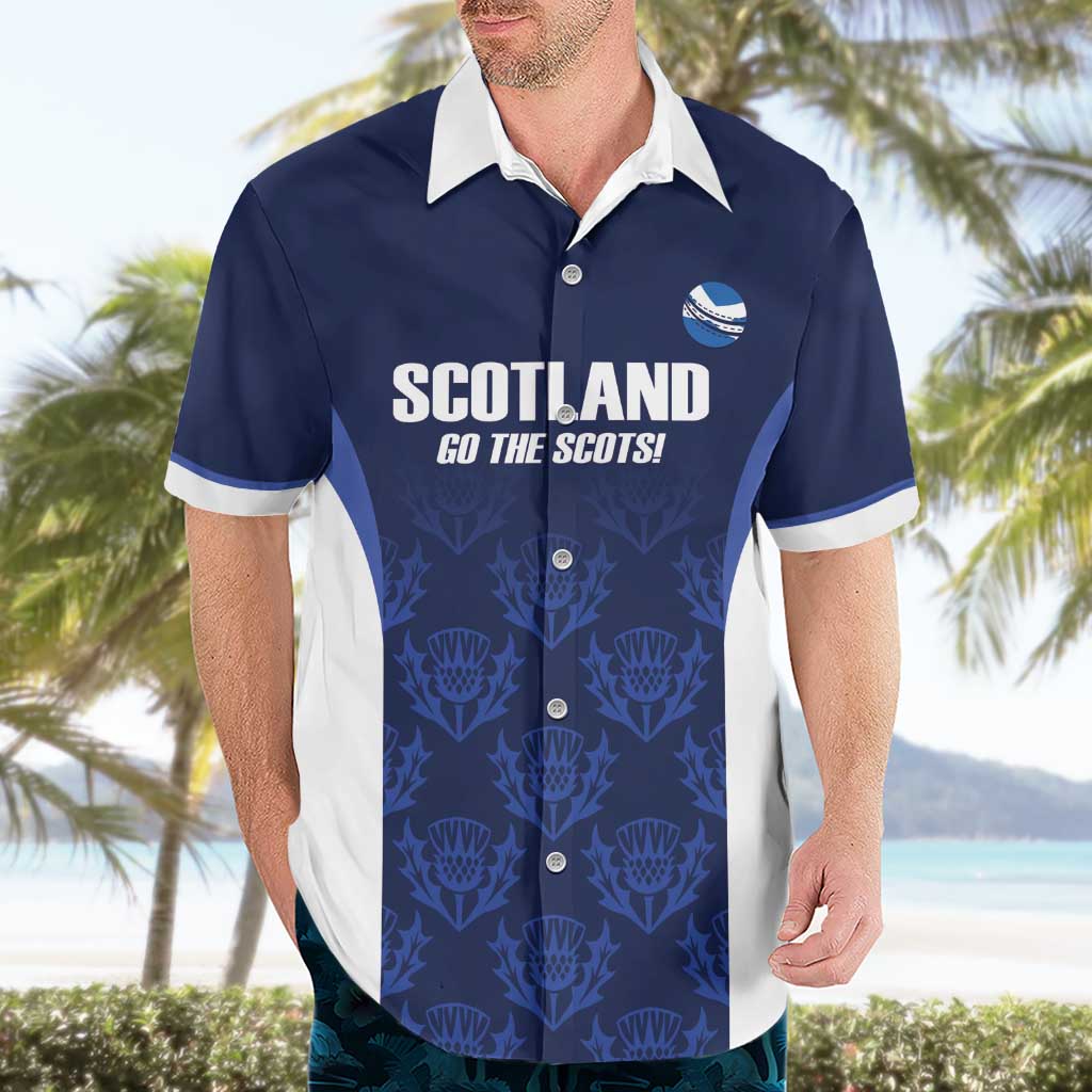 Custom Scotland Cricket Hawaiian Shirt Go Scots Thistle Pattern - Wonder Print Shop