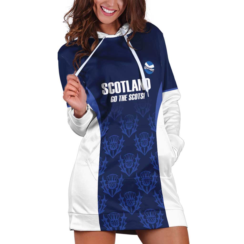 Custom Scotland Cricket Hoodie Dress Go Scots Thistle Pattern - Wonder Print Shop