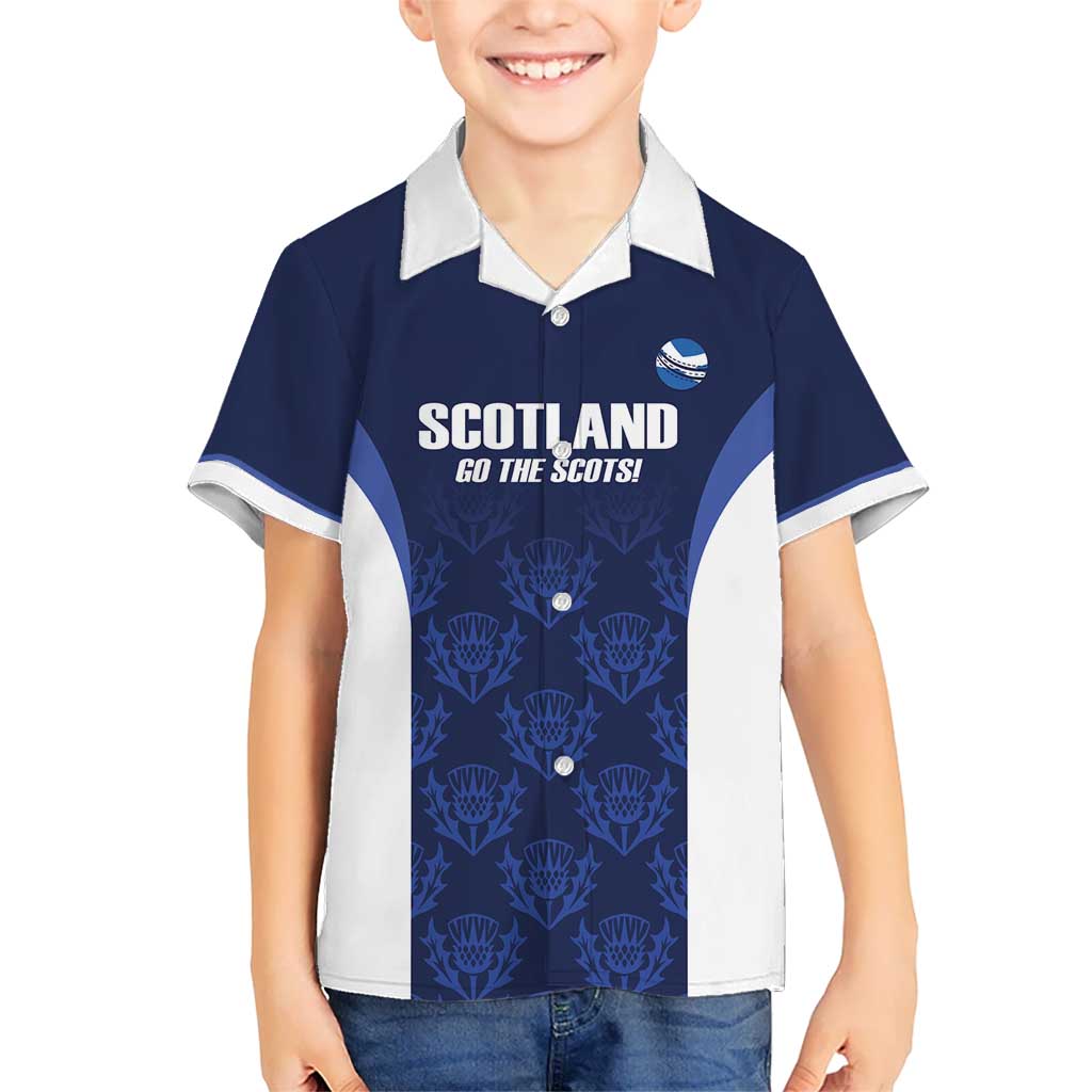 Custom Scotland Cricket Kid Hawaiian Shirt Go Scots Thistle Pattern - Wonder Print Shop
