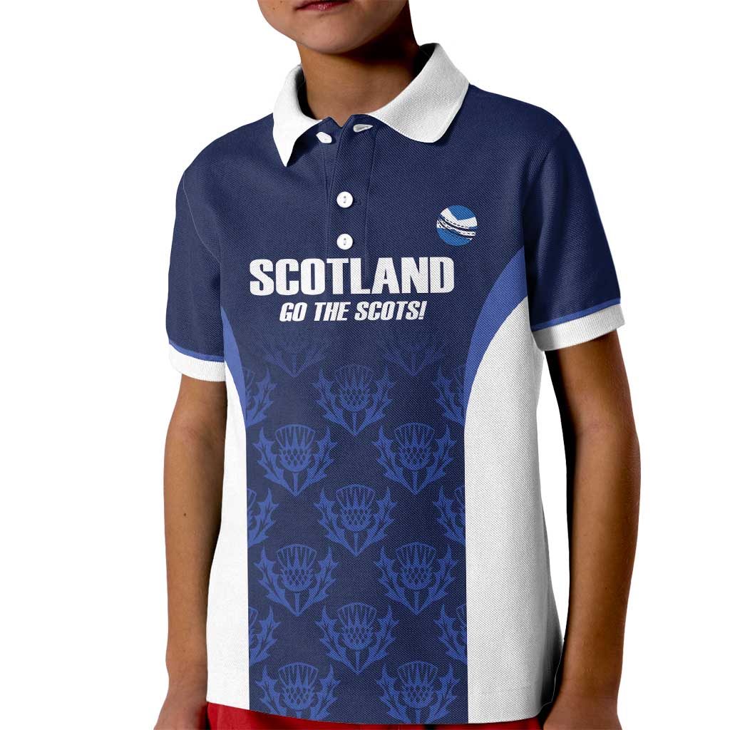 Custom Scotland Cricket Kid Polo Shirt Go Scots Thistle Pattern - Wonder Print Shop