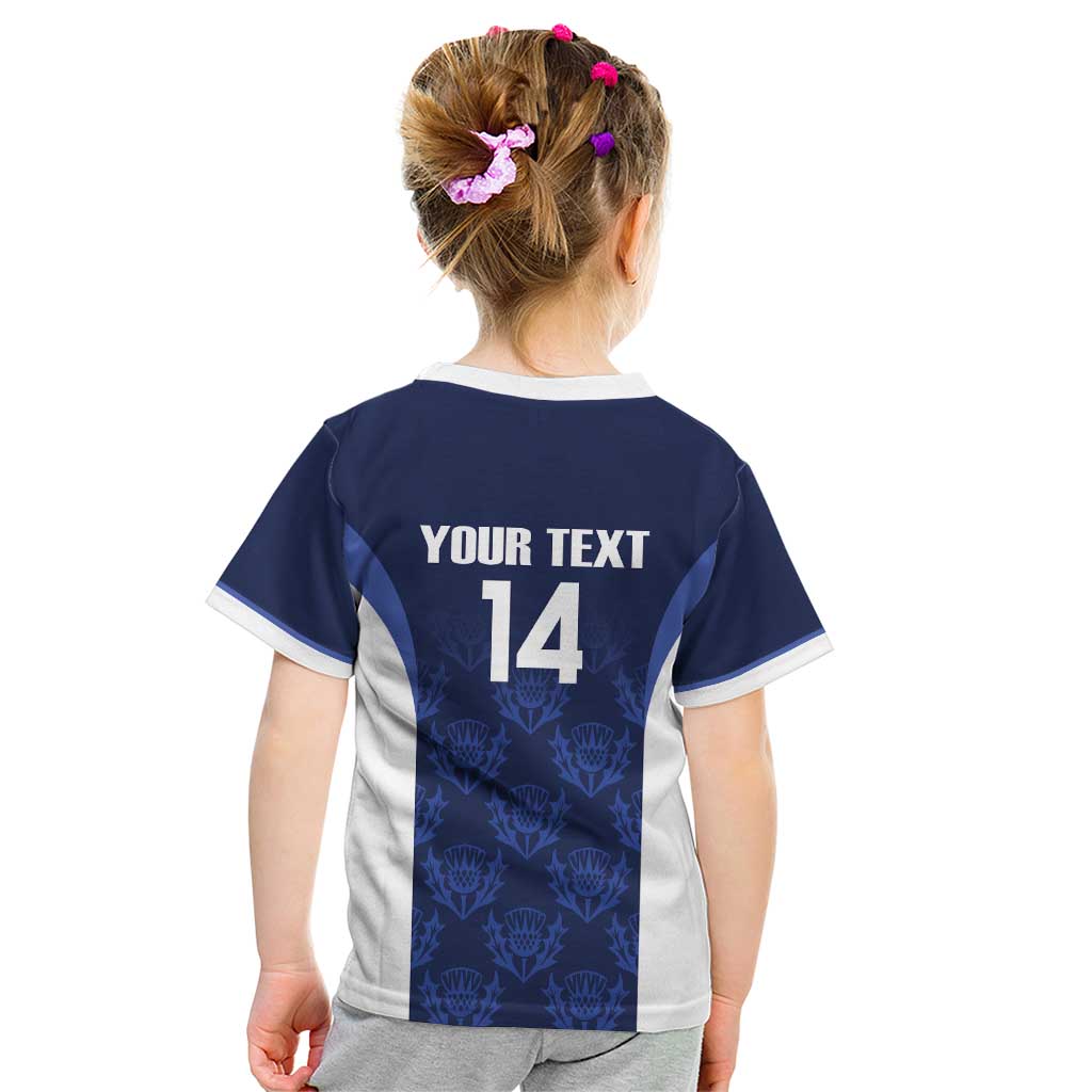Custom Scotland Cricket Kid T Shirt Go Scots Thistle Pattern - Wonder Print Shop