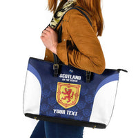 Custom Scotland Cricket Leather Tote Bag Go Scots Thistle Pattern - Wonder Print Shop