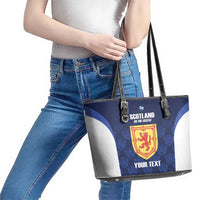 Custom Scotland Cricket Leather Tote Bag Go Scots Thistle Pattern - Wonder Print Shop