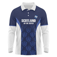 Custom Scotland Cricket Long Sleeve Polo Shirt Go Scots Thistle Pattern - Wonder Print Shop