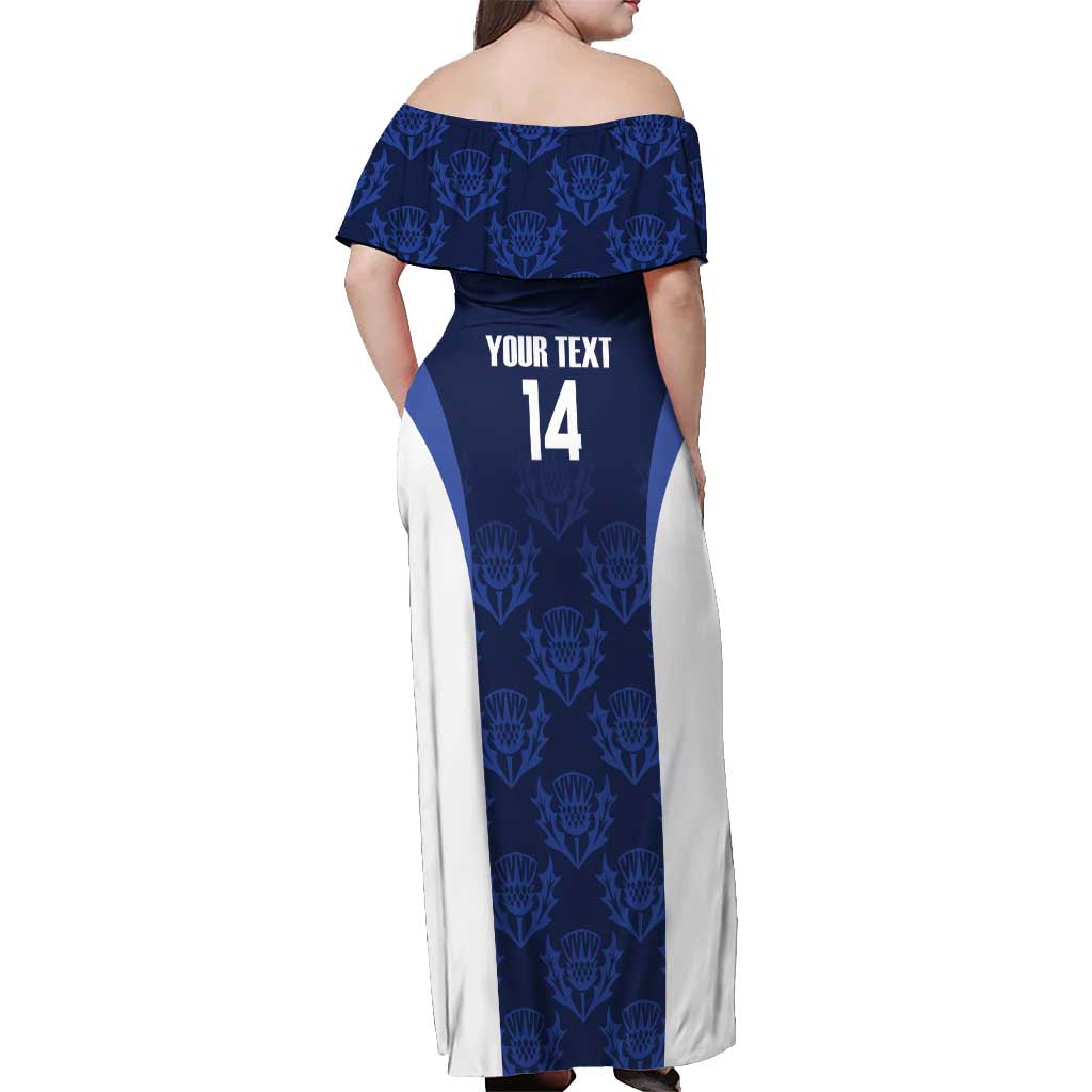 Custom Scotland Cricket Off Shoulder Maxi Dress Go Scots Thistle Pattern - Wonder Print Shop