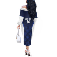 Custom Scotland Cricket Off The Shoulder Long Sleeve Dress Go Scots Thistle Pattern - Wonder Print Shop