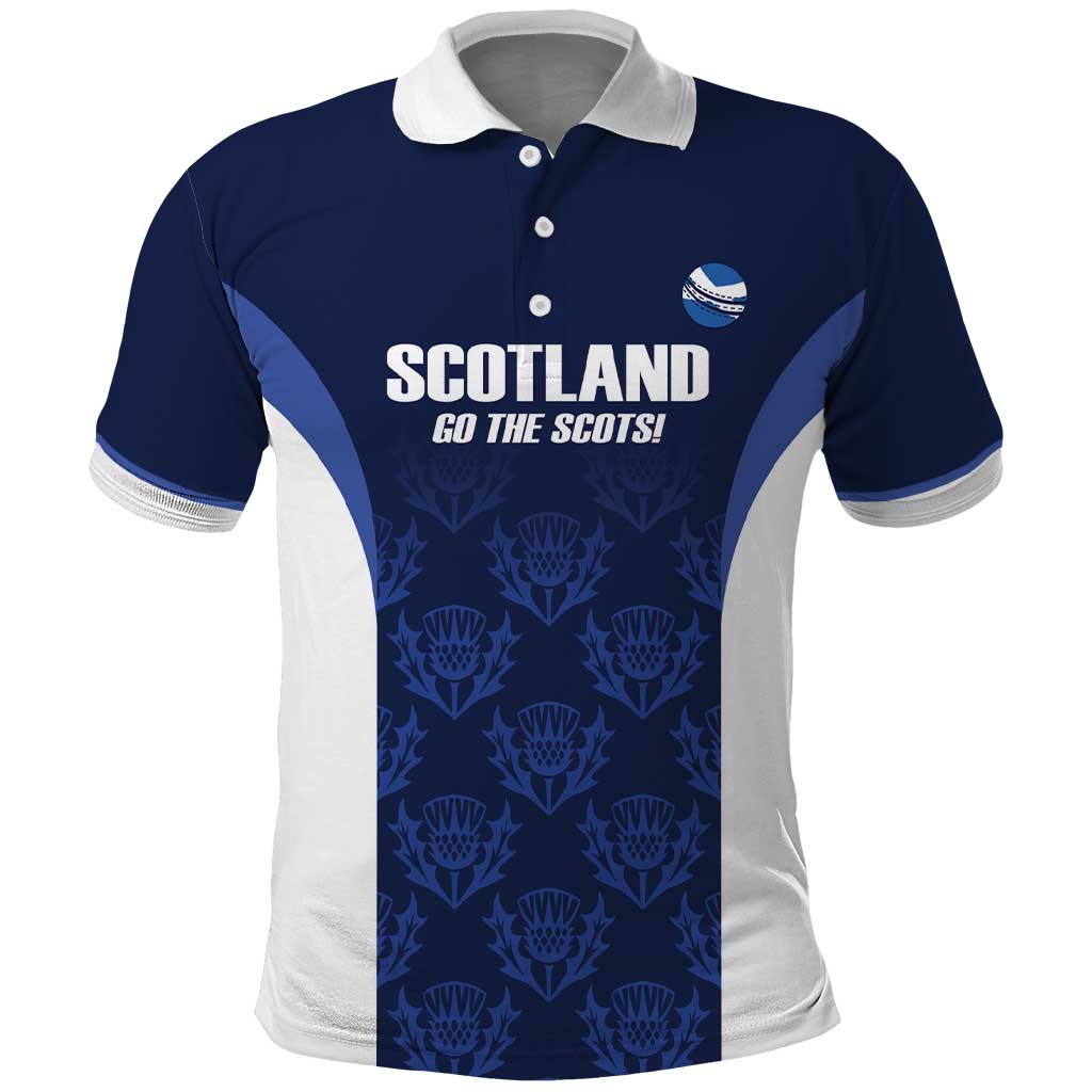 Custom Scotland Cricket Polo Shirt Go Scots Thistle Pattern - Wonder Print Shop