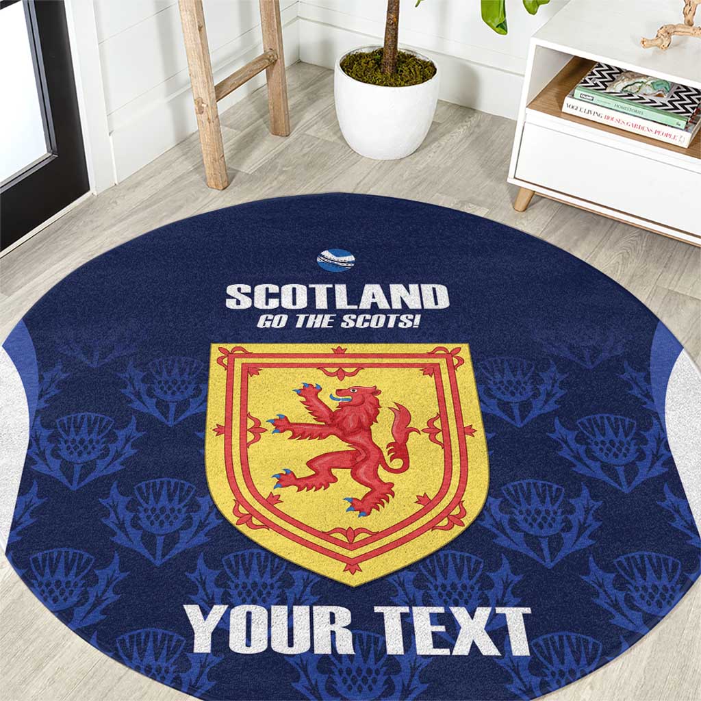 Custom Scotland Cricket Round Carpet Go Scots Thistle Pattern - Wonder Print Shop