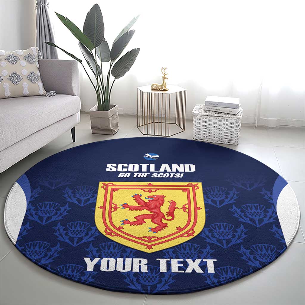 Custom Scotland Cricket Round Carpet Go Scots Thistle Pattern - Wonder Print Shop