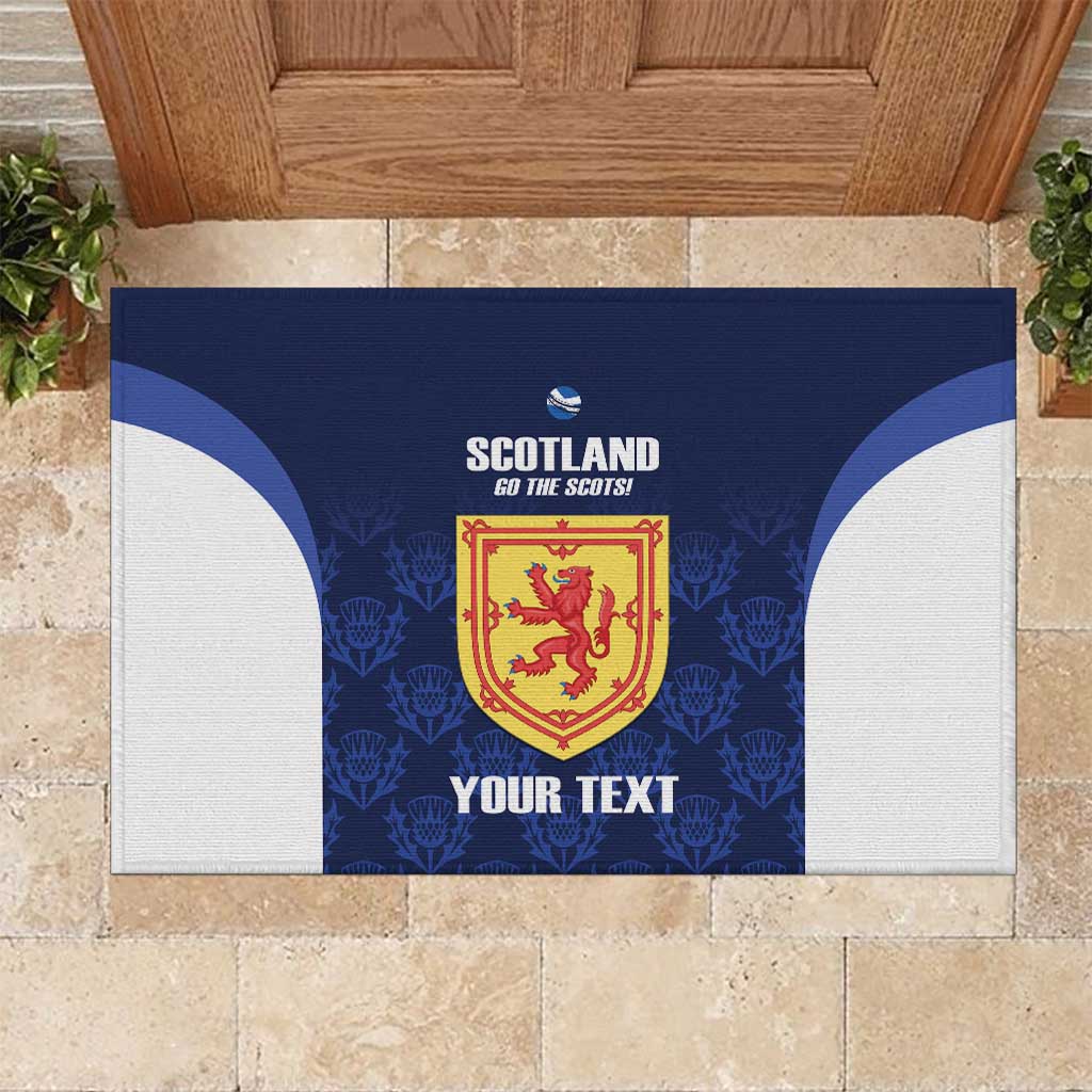 Custom Scotland Cricket Rubber Doormat Go Scots Thistle Pattern - Wonder Print Shop