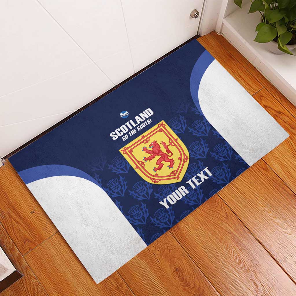Custom Scotland Cricket Rubber Doormat Go Scots Thistle Pattern - Wonder Print Shop