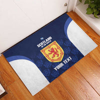 Custom Scotland Cricket Rubber Doormat Go Scots Thistle Pattern - Wonder Print Shop