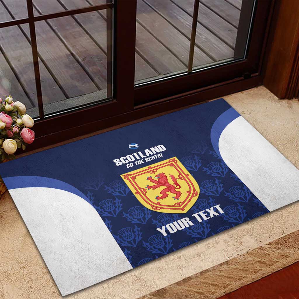 Custom Scotland Cricket Rubber Doormat Go Scots Thistle Pattern - Wonder Print Shop