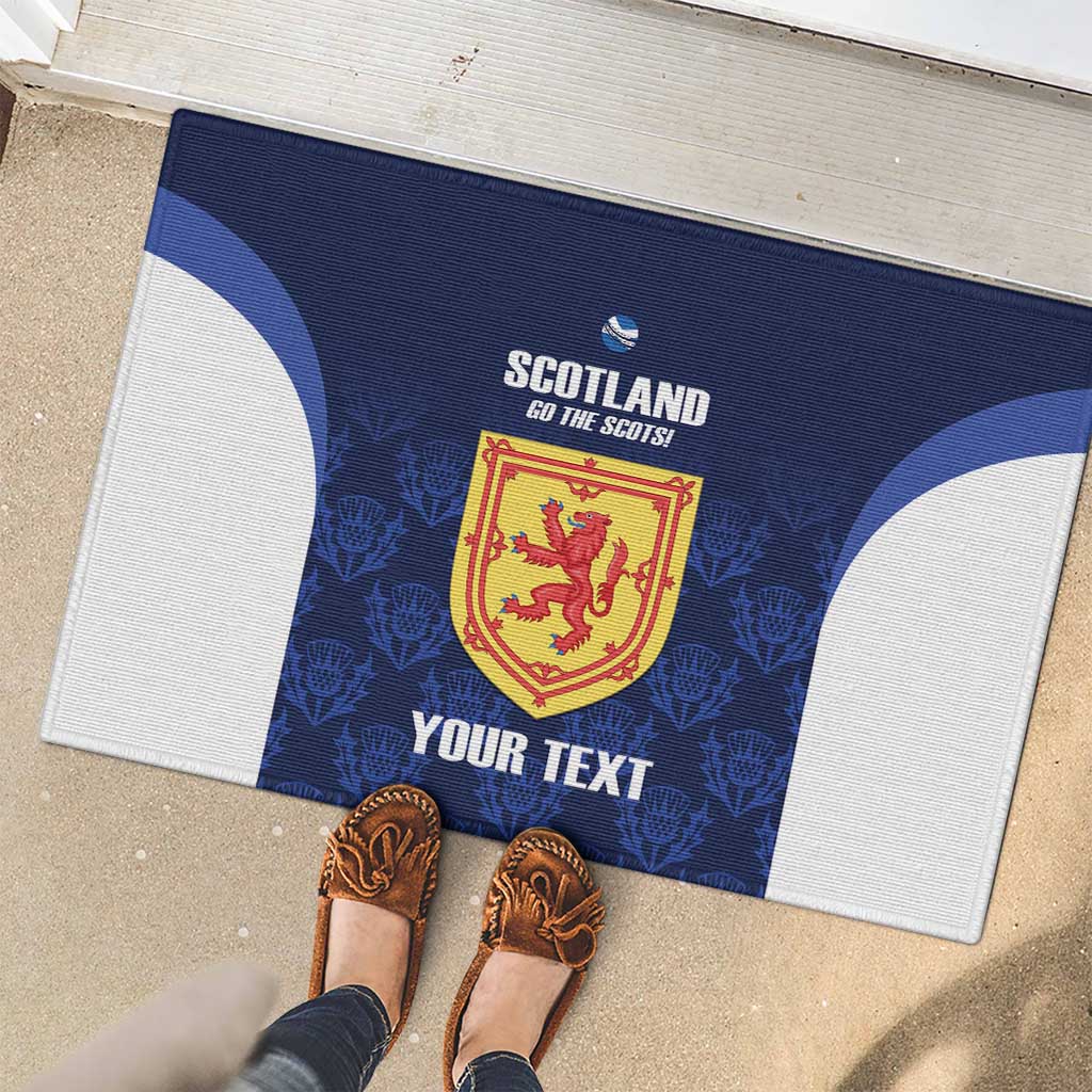Custom Scotland Cricket Rubber Doormat Go Scots Thistle Pattern - Wonder Print Shop