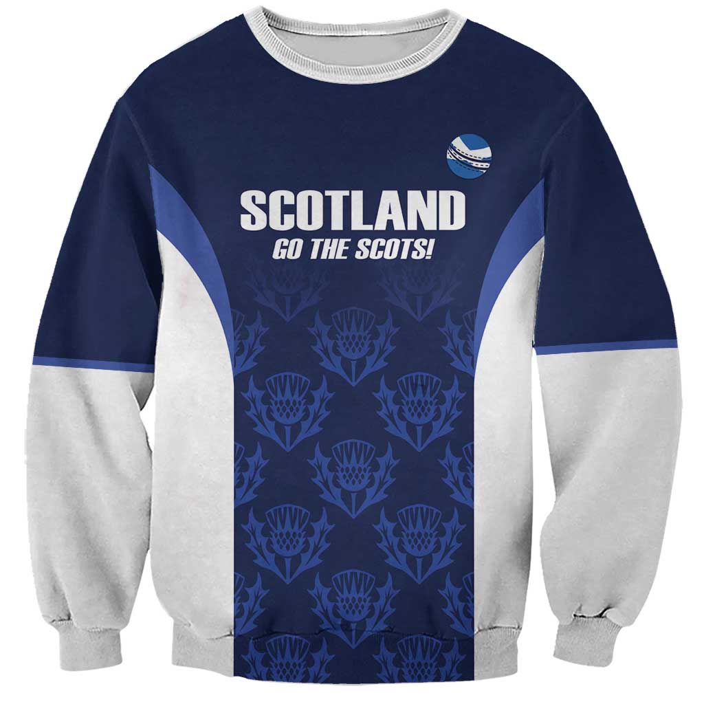 Custom Scotland Cricket Sweatshirt Go Scots Thistle Pattern - Wonder Print Shop