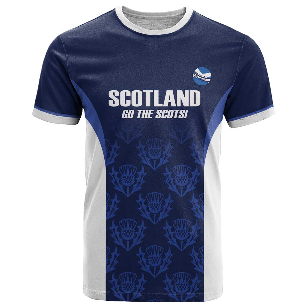 Custom Scotland Cricket T Shirt Go Scots Thistle Pattern - Wonder Print Shop