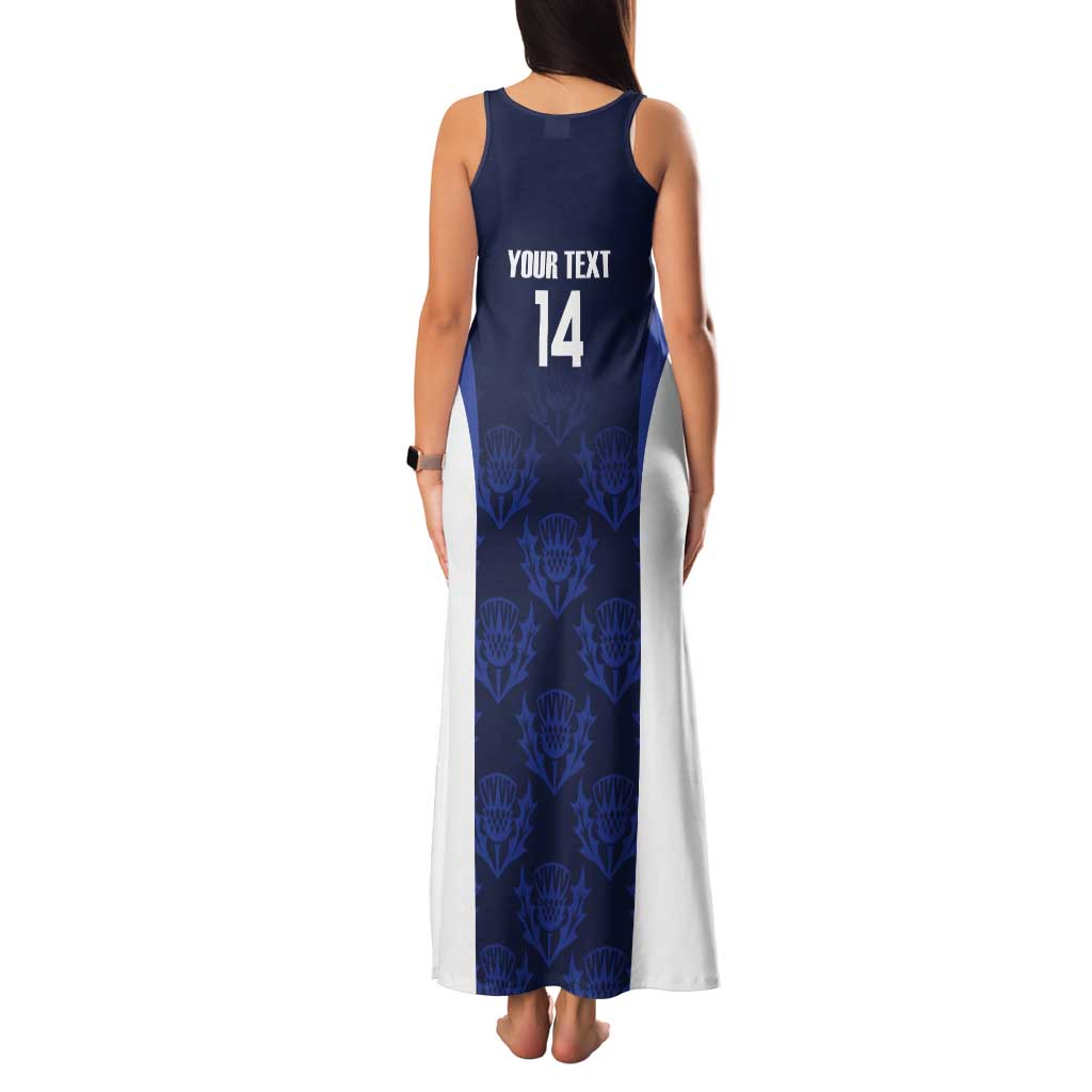 Custom Scotland Cricket Tank Maxi Dress Go Scots Thistle Pattern - Wonder Print Shop