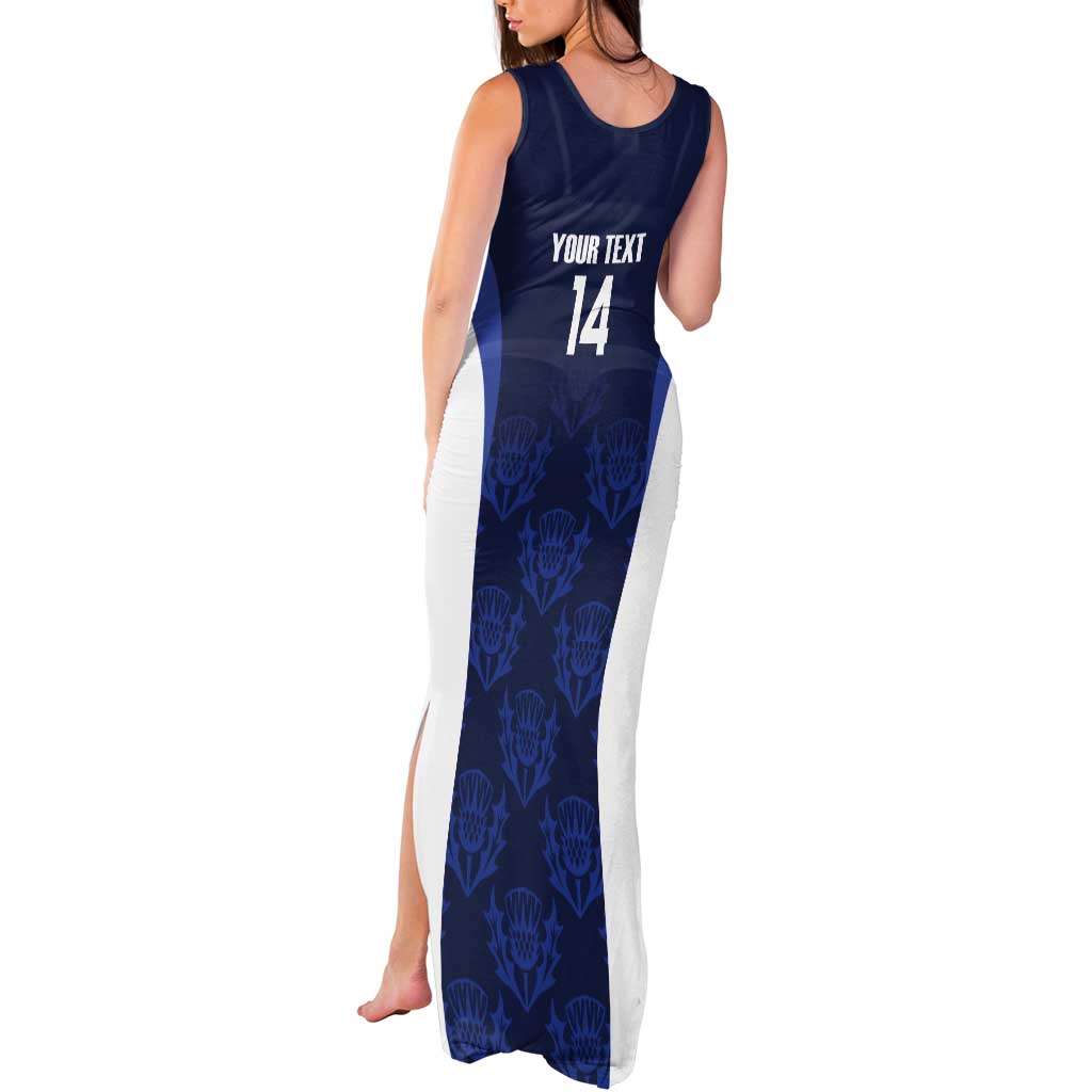 Custom Scotland Cricket Tank Maxi Dress Go Scots Thistle Pattern - Wonder Print Shop