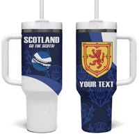 Custom Scotland Cricket Tumbler With Handle Go Scots Thistle Pattern - Wonder Print Shop