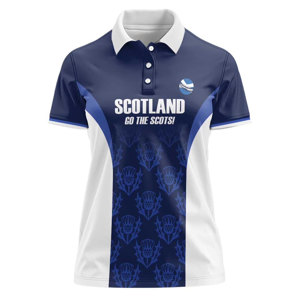 Custom Scotland Cricket Women Polo Shirt Go Scots Thistle Pattern - Wonder Print Shop