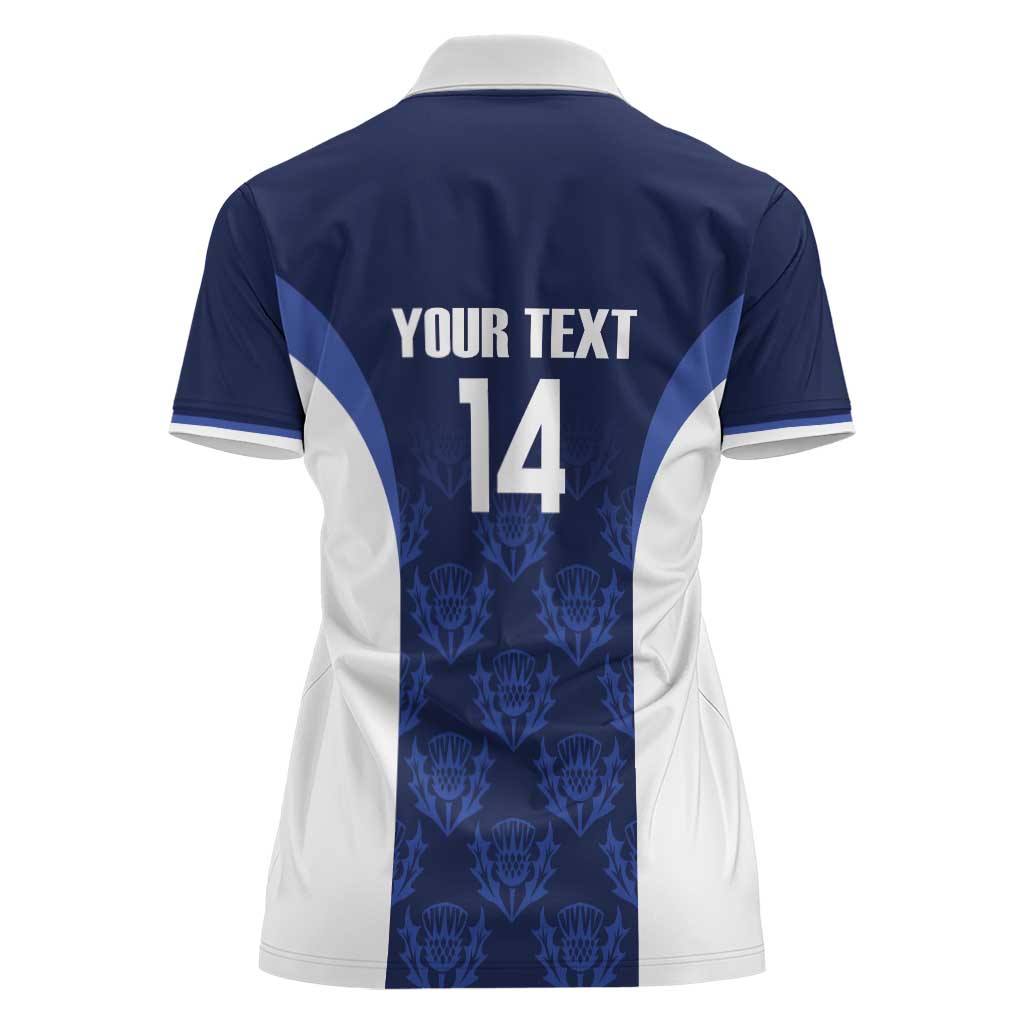 Custom Scotland Cricket Women Polo Shirt Go Scots Thistle Pattern - Wonder Print Shop
