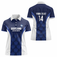 Custom Scotland Cricket Women Polo Shirt Go Scots Thistle Pattern - Wonder Print Shop