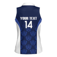 Custom Scotland Cricket Women Sleeveless Polo Shirt Go Scots Thistle Pattern - Wonder Print Shop