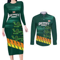 Custom Guernsey Cricket Couples Matching Long Sleeve Bodycon Dress and Long Sleeve Button Shirt Go Champions - Wonder Print Shop