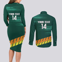Custom Guernsey Cricket Couples Matching Long Sleeve Bodycon Dress and Long Sleeve Button Shirt Go Champions - Wonder Print Shop
