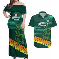 Custom Guernsey Cricket Couples Matching Off Shoulder Maxi Dress and Hawaiian Shirt Go Champions - Wonder Print Shop