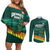 Custom Guernsey Cricket Couples Matching Off Shoulder Short Dress and Long Sleeve Button Shirt Go Champions - Wonder Print Shop